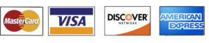 Visa, Mastercard, Discover and American Express accepted